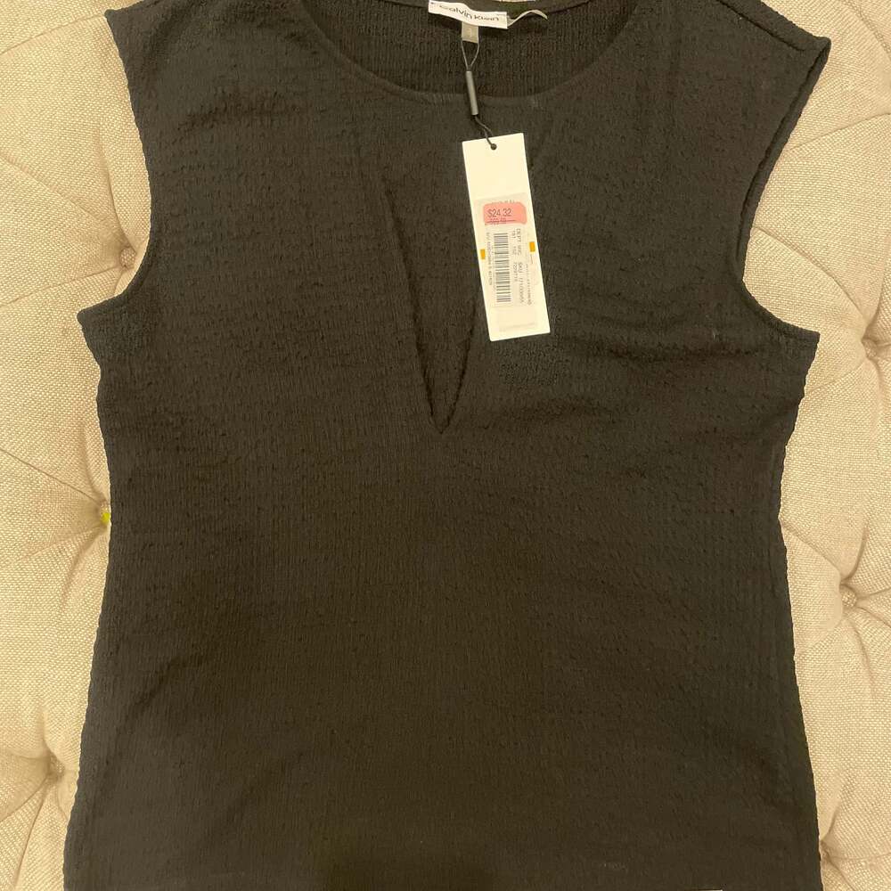 Calvin Klein Sleeveless High Neck Suiting Blouse SP Normcore Minimalist Career